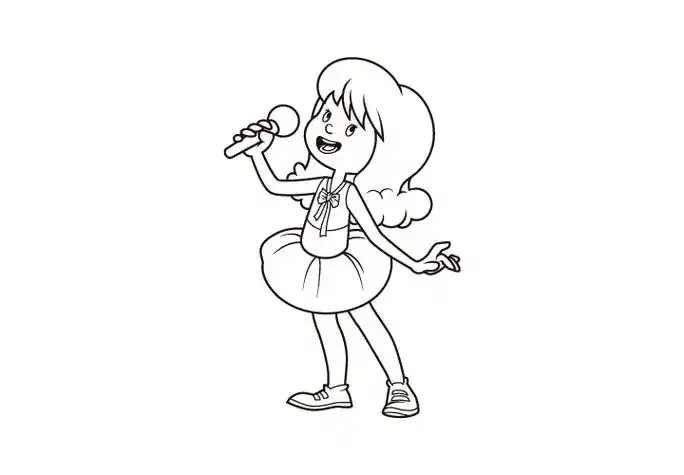 5张在唱歌的小女孩简笔画图片