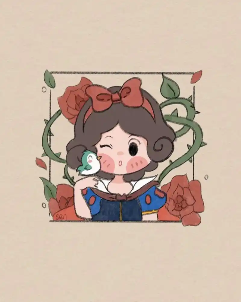 简单卡通画|白雪公主卡通头像|附过程 新手入门教程 临摹:萌小g爱涂鸦