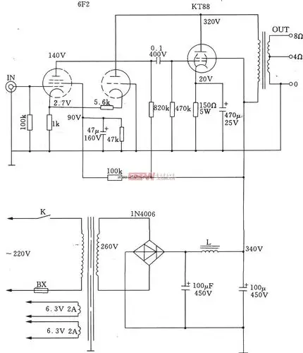 超三极电子管接法的单端a类功放电路