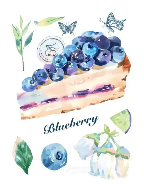 ipad水彩甜品绘画|蓝莓蛋糕|附步骤图08