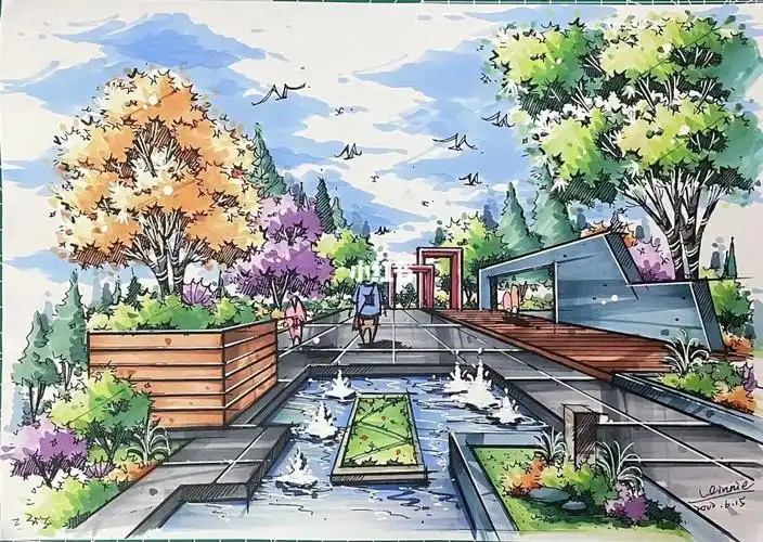 景观手绘效果图上色分享9