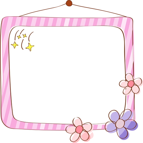 卡通可爱粉色花边边框