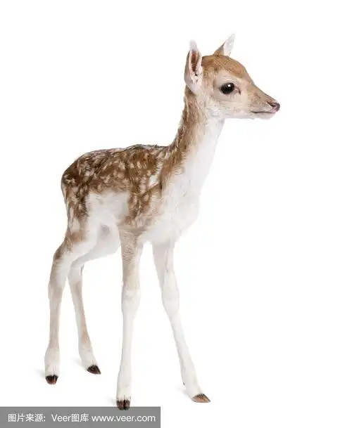侧面的小鹿在白色的背景