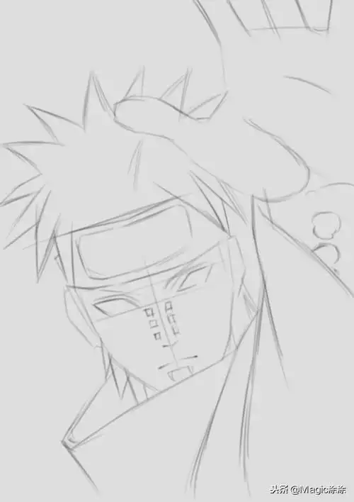 火影忍者简笔画(手绘动漫人物教学:素描风火影忍者佩恩参上 眼神和