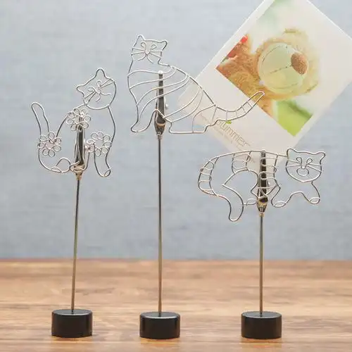 猫便签夹留言夹相片夹 创意手工艺品不锈钢铁艺小家饰小礼物