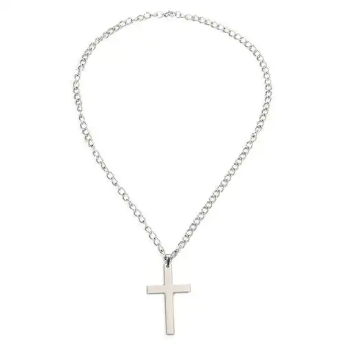 男士时尚十字架项链合金光面十字吊坠项链嘻哈街头小众性感锁骨链