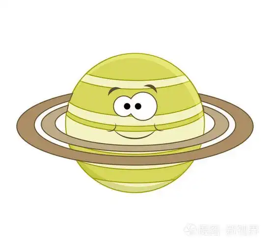 可爱的卡通土星卡通星球矢量插图隔离