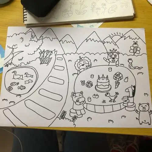 动物聚会简笔画