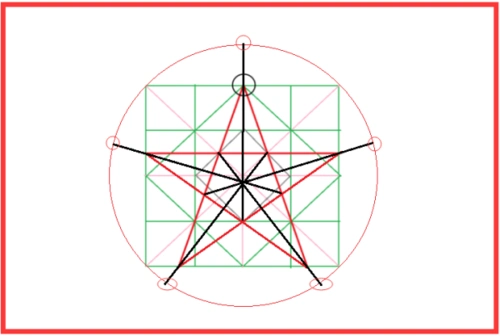 圆规画五角星的画法如图