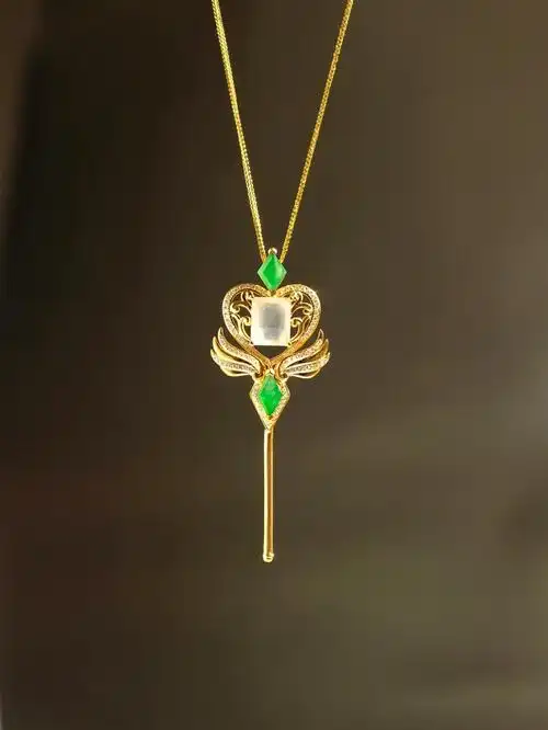 珠宝设计镶嵌翡翠随型权杖吊坠
