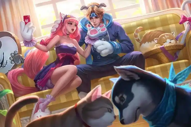 王者荣耀孙策大桥情侣皮肤猫狗日记同人原画高清壁纸