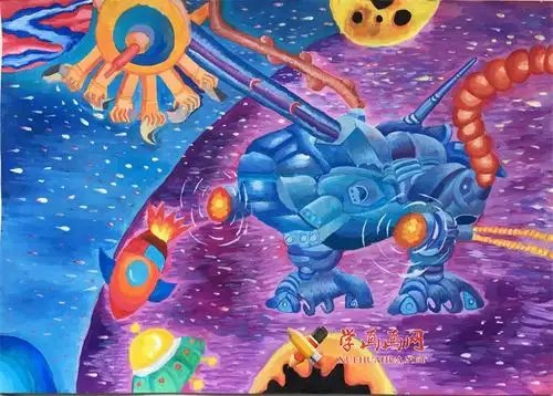 优秀三等奖获奖科幻画外星星球能源探索采集器