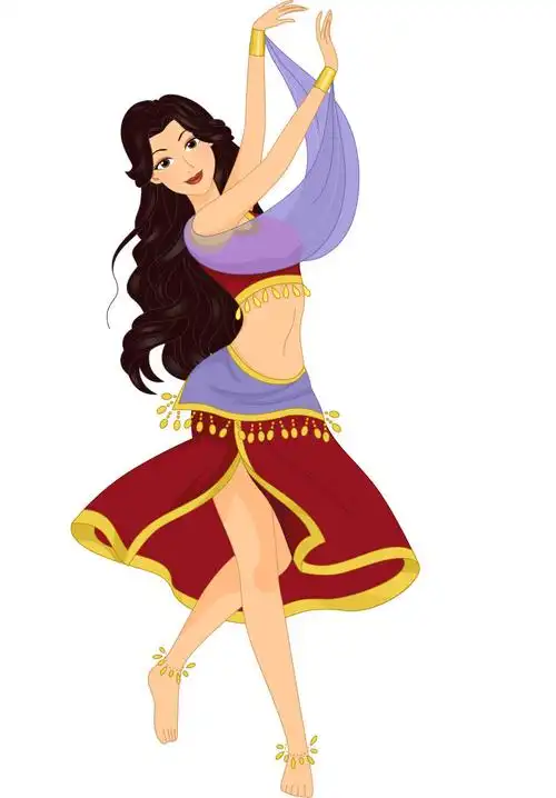 创意矢量美丽的亚洲肚皮舞舞者插图