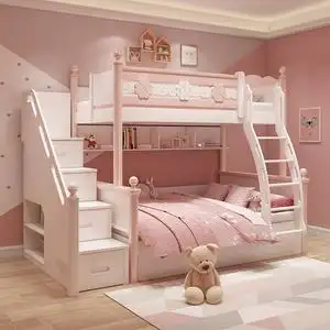 高低床双层床两层上下床儿童子母床上下铺木床公主床女孩双人床