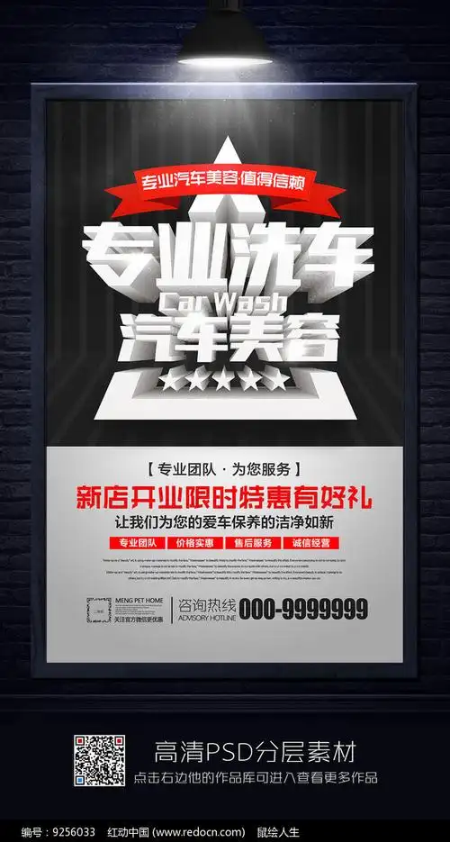 专业洗车汽车美容海报