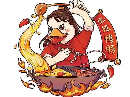 国风火锅食材包装配图——鸭大厨,鸭肠
