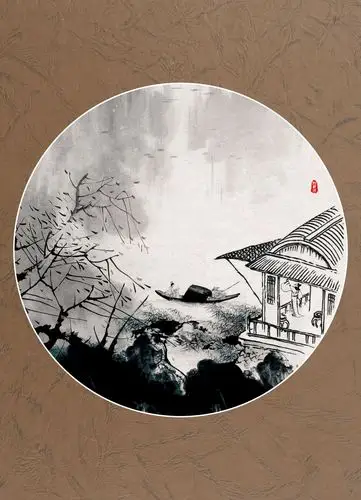 9幅圆形写意国画习作