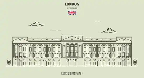 白金汉宫背景图英国伦敦白金汉宫.线形风格的地标图标照片