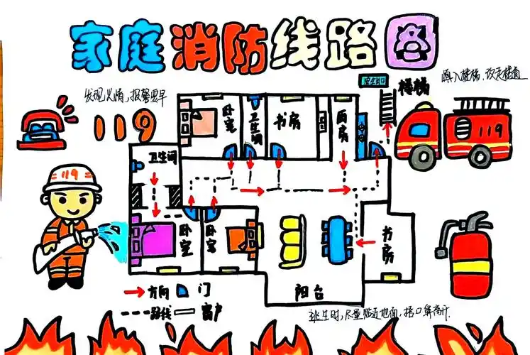 家庭逃生路线图优秀作品展播