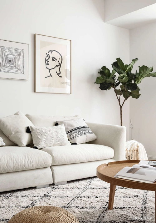 88平米北欧风的家客厅茶几北欧极简客厅设计图片赏析