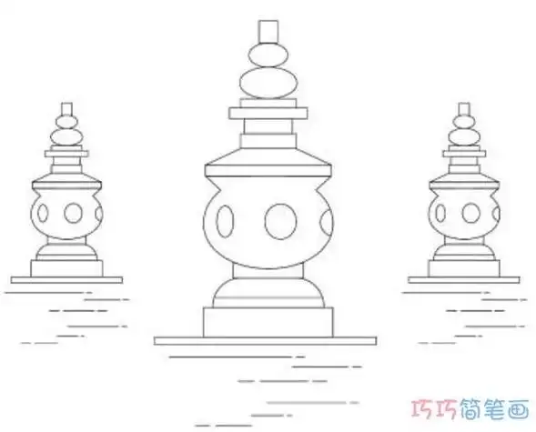 三潭印月简笔画图片小白游历记之简笔画线描城市篇杭州幼儿简笔画西湖