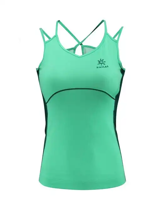 吸湿排汗 女款粉青色速干排汗背心