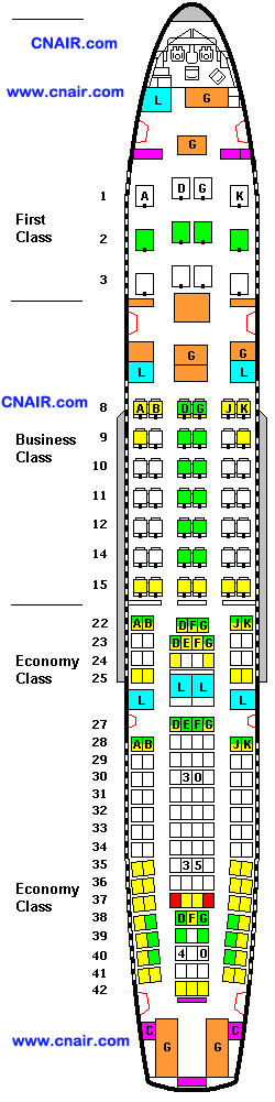 瑞士国际航空公司空中客车a330-200 (three class) 机型 - 航班座位图