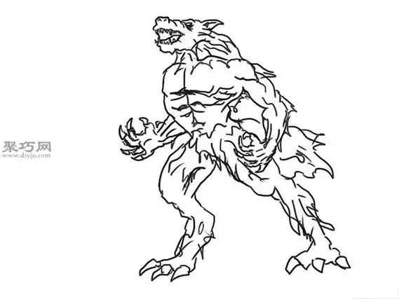 仿真狼人画法教程来看怎样画狼人