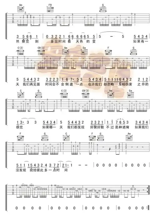 《如果有一天吉他谱》吉他谱