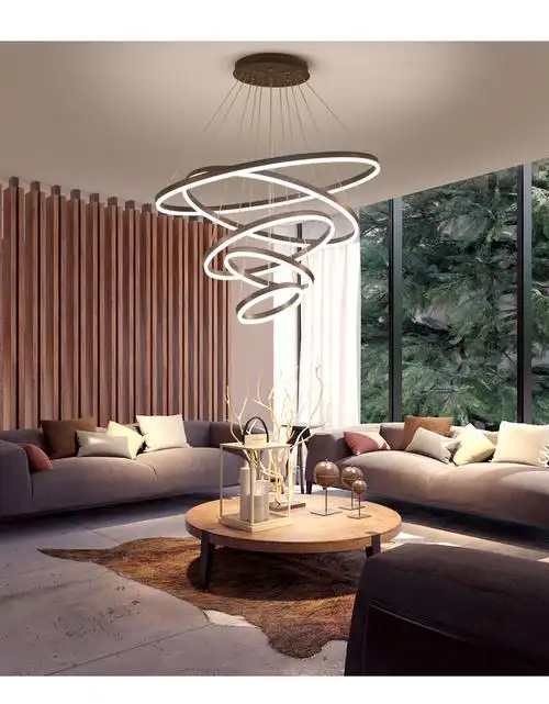 楼中楼客厅中空大吊灯别墅复式楼跃层挑空大厅灯餐厅圆环loft吊灯