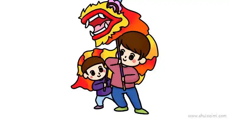 新年舞狮子儿童画怎么画 新年舞狮子简笔画顺序