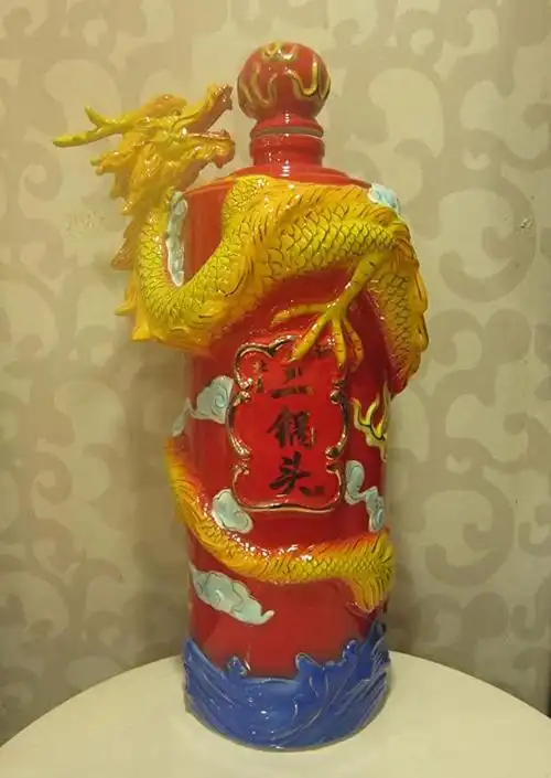 福久久家瓷 5000ml传统柱龙陶瓷酒瓶 中国风龙柱陶瓷酒坛酒具