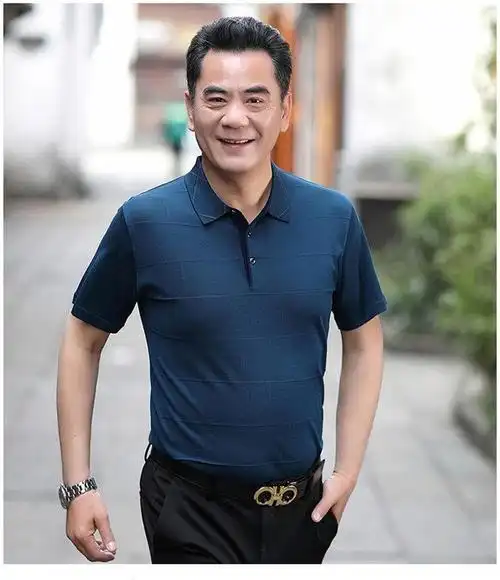 海澜之家旗下aex国潮品牌爸爸夏装中年男装冰丝夏季中老年人男士上