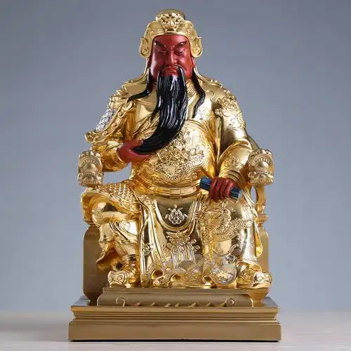 二爷摆件刀看书关二爷招财全立关公镶银铜供奉财神贴金神像关公春