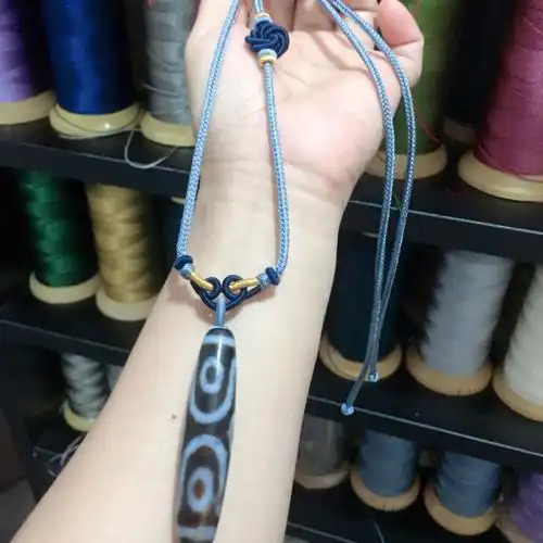 天珠项链编绳 找到的雾霾蓝色 好看