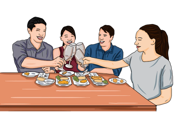 欢乐的聚会简笔画