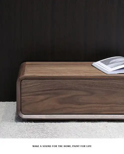 挚康现代简约电视柜茶几组合套装北欧小户型客厅新款家具胡桃木色地柜