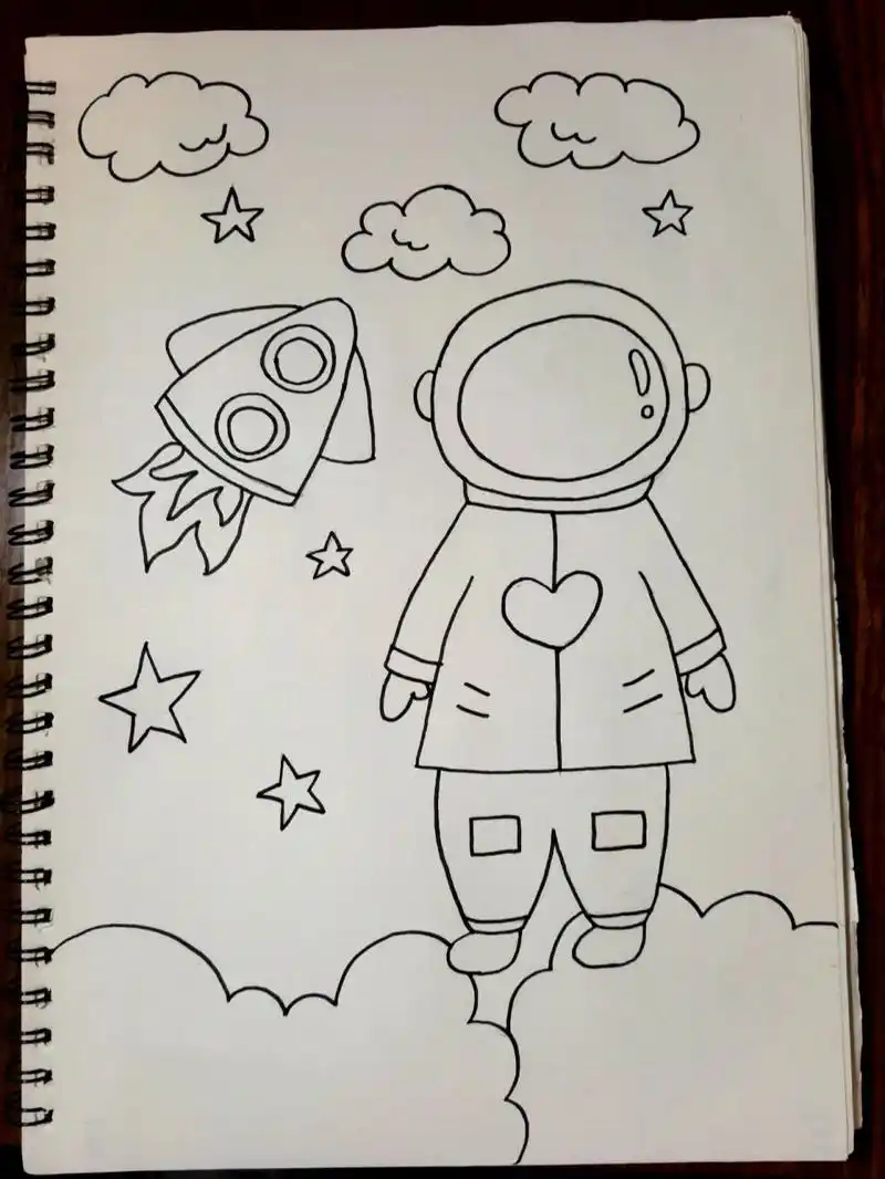 太空航天马克笔90儿童画 简单好画