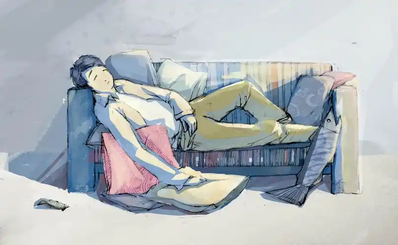 在沙发上睡觉的小智