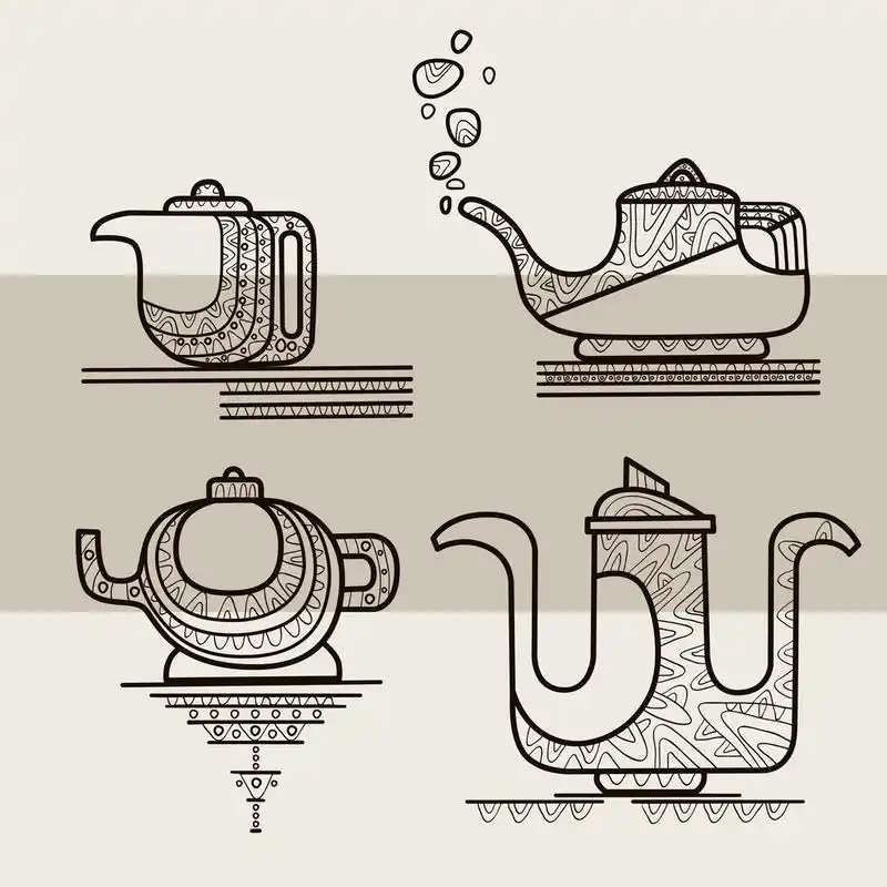 四个程式化轮廓的茶壶一套