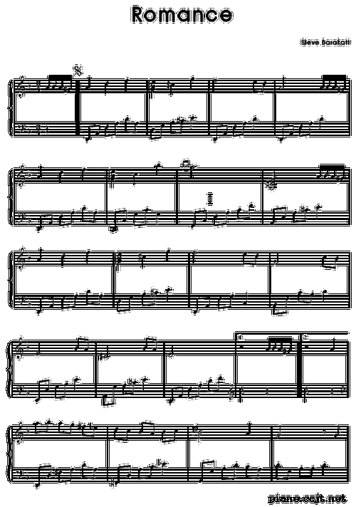romance steve barakatt 钢琴谱 五线谱