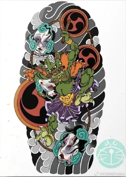 日式老传统花腿手稿|经典素材分享#老传统纹身##花腿纹身##老传统纹身