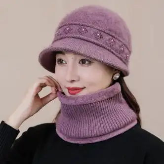 琼斯先生冬季老太太帽子春秋天中老年人毛线帽女加厚保暖珍珠妈妈帽