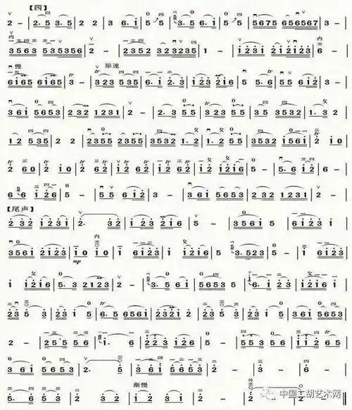 二胡独奏《春江花月夜》动态简谱 二胡曲谱_一行_陈隋_名作