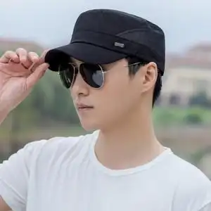 帽子男士夏季平顶帽户外休闲遮阳帽网眼速干太阳帽透气防晒夏帽