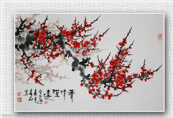 青石国画梅花图片