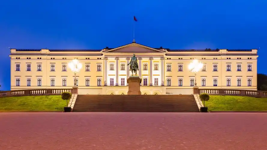 奥斯陆,皇宫,正面,夜晚