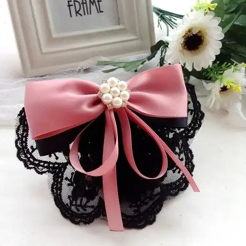 希子高端手工绢纱花朵头花带网兜发卡上班用盘发发夹子女士头饰品