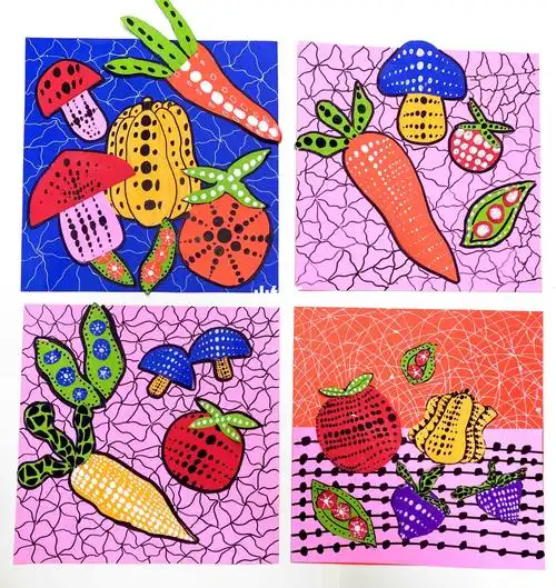 创意儿童画——《草间弥生蔬果静物》