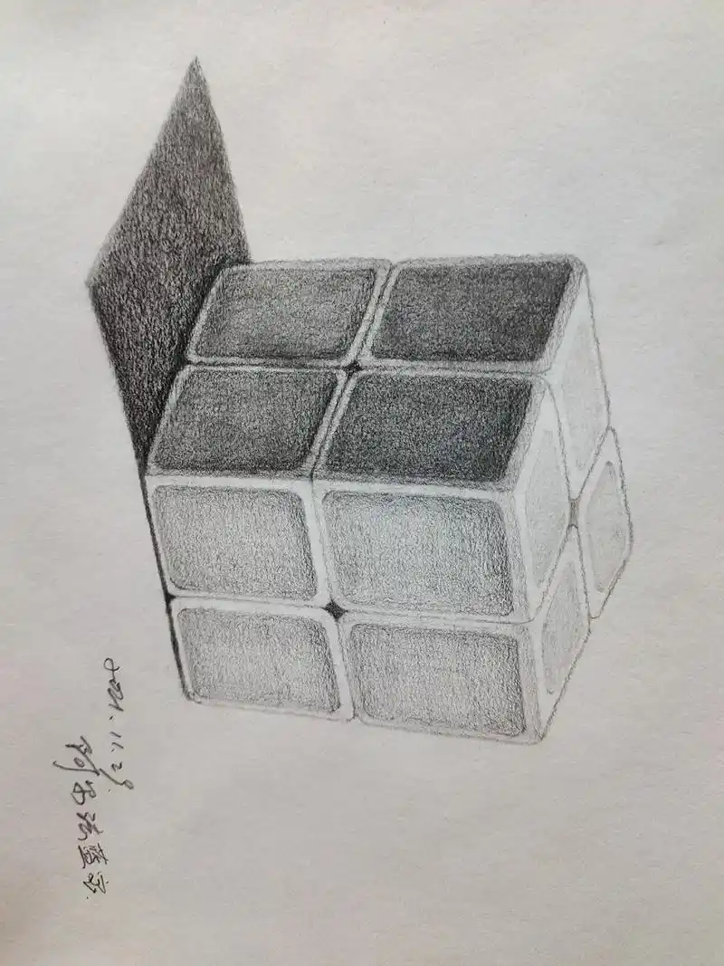 素描# 3d小魔方儿时的记忆,大多数朋友都有一个吧.有两条 - 抖音
